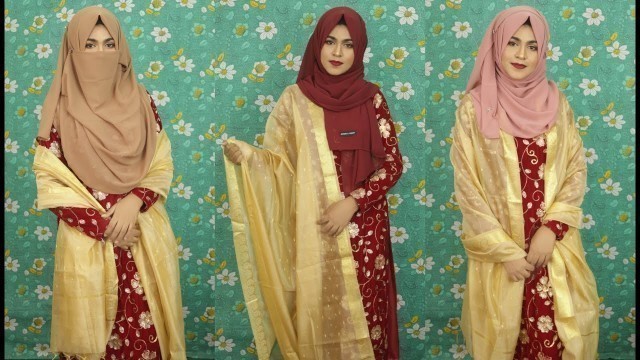 '3 Hijab Styles with Salwar Kameez/How to Wear Chiffon Hijab With Salwar Suit'