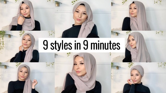 '9 STYLES IN 9 MINUTES !! | Hijab tutorial for beginners'