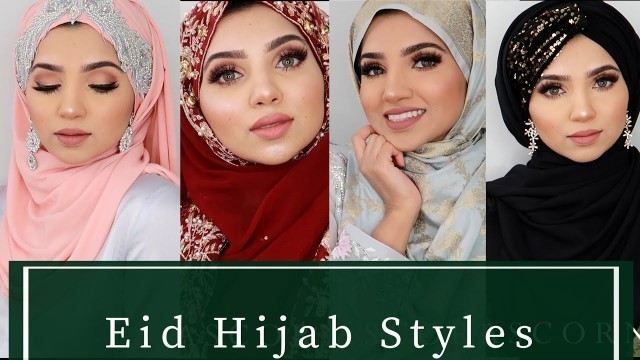 'EID HIJAB STYLES | Hijab styles using duppatta | Simple party wear hijab tutorial'