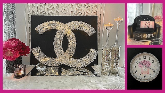 'DIY DOLLAR TREE CHANEL LIGHTED WALL DECOR/SCONCE | GLAM DOLLAR TREE DIY | CHANEL DUPE | FASHION DUPE'