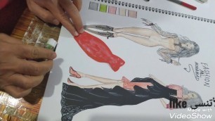 'Fashion design.  Draw the model with colored paper