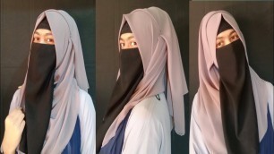 'Simple hijab tutorial with niqab!chiffon hijab!Hand painting hijab tutorial#rajbarihomedecor'