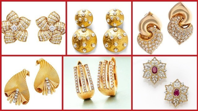 'Latest fashion light weight 22k gold unique Stud Earrings designs beautiful collection'