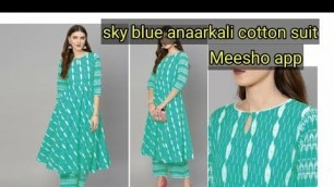 'lndira fashion light blue cotton anarkali kurta plazo#staywithsabahat'