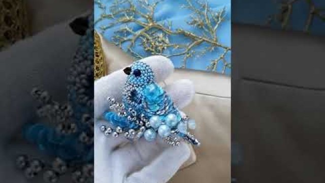 'Fashion Blue Animal Sparrow Brooch Pin / Light blue Bird Brooch pin / Silver-blue brooch pin'