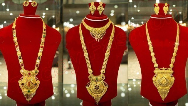 'Latest Light Weight Gold Haram&Necklace Designs With Matching Earrings Designs | Today Fashion'