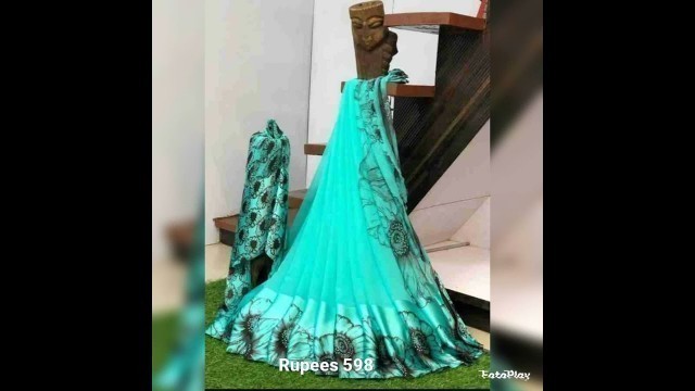 'Silk Georgette Saree light Green Women Rupees598 || Fashion kudiye ||'