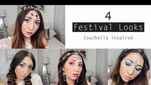 'Get ready with me Festival Edition | 4 Coachella Style inspired Make Ups | Glamourlovexoxo'