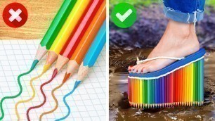 'RAINBOW PENCIL SHOES! Greatest DIY Clothes And Trendy Fashion Tips'