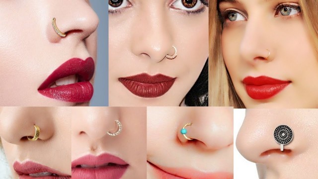 'Beautiful gold nose ring designs//trendy fashion gold nose pin design ideas for girls & women'