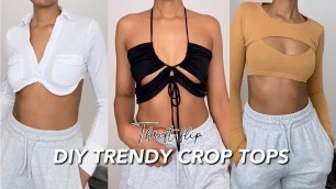 'THRIFT FLIP WITH ME -DIY trendy tops from old clothes'