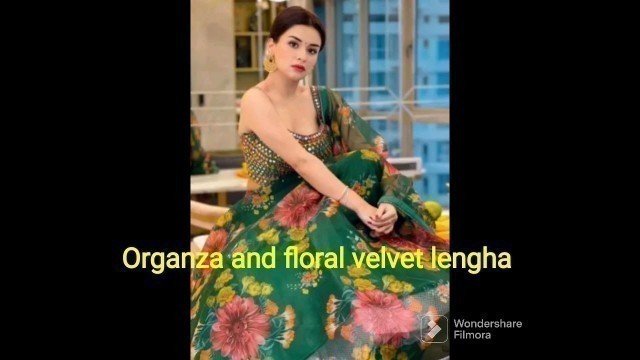 'Trendy lengha collection in Organza and floral velvet #trending #trend #fashion #style'