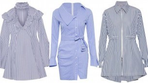 'world\'s most popular and trendy fashion dress sky blue and white combination striped print shirts'