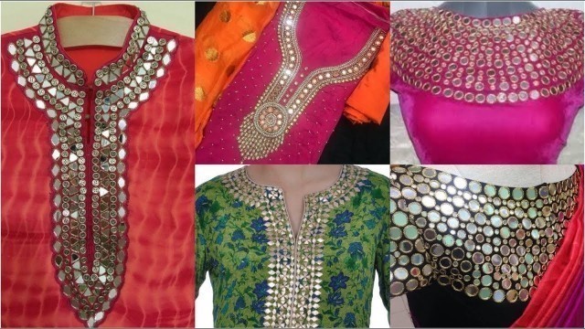 'Mostlatest & trendy fashion trend of mirror work with thread & gotta patti work'