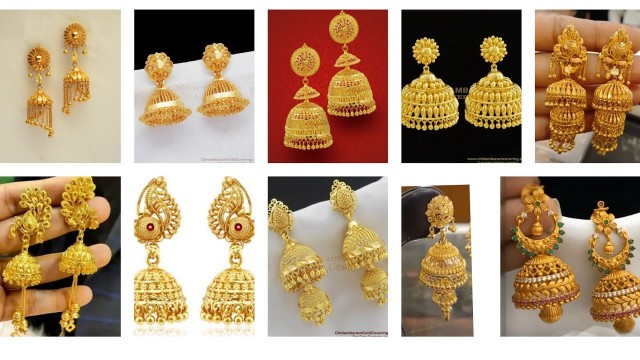 'modern gold jhumka designs ||