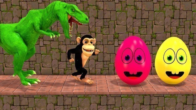 'Funny Monkey with Surprise Eggs Mario Party Style Game Video | Funny Animals Doodles'