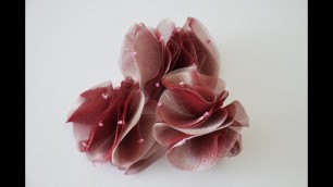 'FABRIC FLOWER DIY | Organza Flower | How to Make Beaded Tutorial | FASHION DIY'