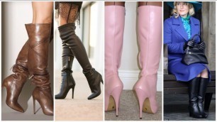 'Latest &Extreme epic high heel leather thigh high boots outfits for biker ladies long boots ideas'