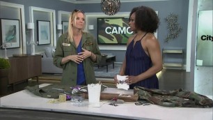 'How to customize a camo jacket with DIY patches and rhinestones'