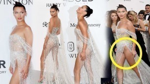 'Bella  Hadid Dress wardrobe malfunction at amf AR s 24th  Cinema  Against  AIDS'