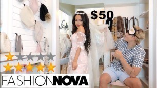 'my BF reacts to fashion nova wedding dresses + rates them'