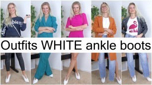 '7 OUTFITS 7 DAYS//HOW TO WEAR WHITE ANKLE BOOTS//OUTFITS WITH WHITE BOOTS//MASHA'