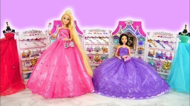 'Disney Princess Snow-White Rapunzel Elsa Barbie Doll Dress Up! Gaun boneka putri Vestido de Princesa'