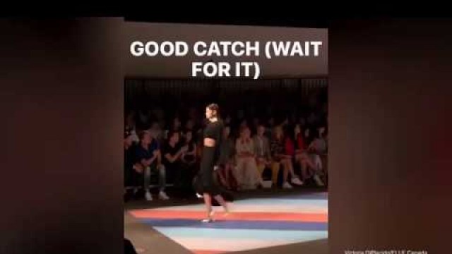 'Great catch Model fixes wardrobe malfunction on the catwalk'