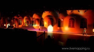 '400 sq.m projection mapping. \"Rambov 300\" Elena Badmaeva\'s fashion show. Dress rehearsal.'