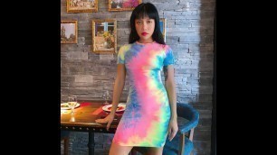 '2020 summer new sexy dress european and american fashion women s casual tie dye floral printed'