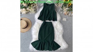 'Review European and American Fashion Suit Skirt Two-piece Short Style Western Style Sleeveless Top'