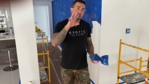 'Blue venetian plaster application 2nd coat, Exotic Style'