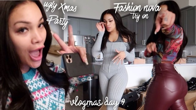 'HUGE FASHION NOVA TRY ON HAUL + UGLY XMAS SWEATER PARTY | VLOGMAS DAY 9 | ALLYIAHSFACE'