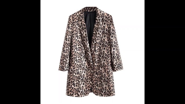 'WOMAN BLAZER 2018 EUROPEAN AMERICAN STYLE LEOPARD PRINT LONG WOMENS BLAZER BLEIZER FEMENINO NEW DESI'