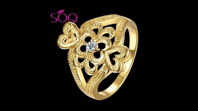 'European and American fashion K gold zircon  hollow gold ladies ring'