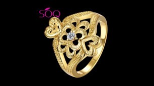 'European and American fashion K gold zircon  hollow gold ladies ring'