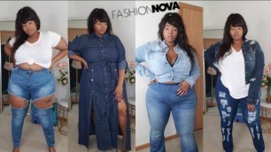 'Denim On Denim! Fashion Nova Curve Denim Try On Haul | Jeans, Jackets Etc | Fall Fashion'