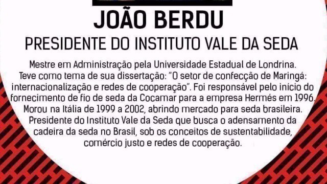 'ENTREVISTA COM O PRESIDENTE DO INSTITUTO VALE DA SEDA #Fashionrevolution'