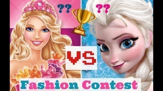 'Barbie VS Elsa Fashion Contest! Gameplay With Nursery Rhymes! Who Wins???'