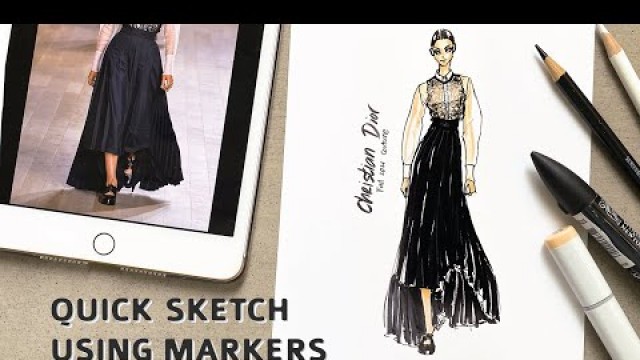 'Time Lapse Fashion Sketch Using Markers | Sketsa Fashion'