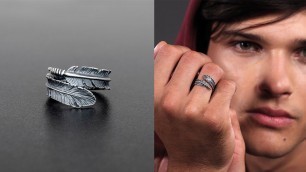 '925 silver wrapping feather ring for men, boho jewelry | Emmanuela®'