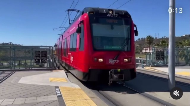 'San Diego Trolley S70 4017 arrived at Fashion Valley. ❤️