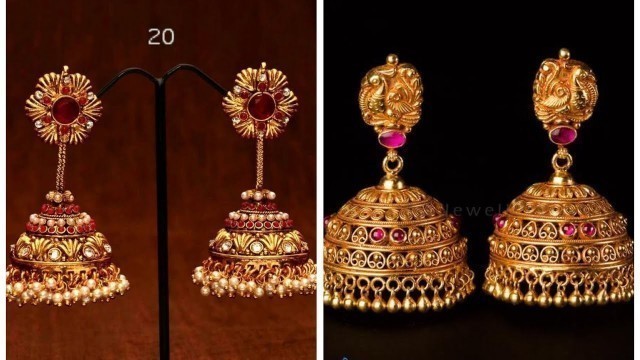 'Latest Gold Jhumka designs // Beautiful Gold Jhumka Design #jewelfashion #goldjhumkaearrings #jhumka'