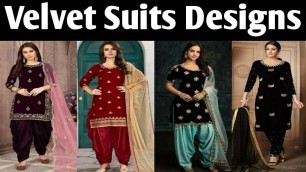 'Velvet Suits Designs For Ladies || Fashion Femina Ludhiana Ghumar Mandi'