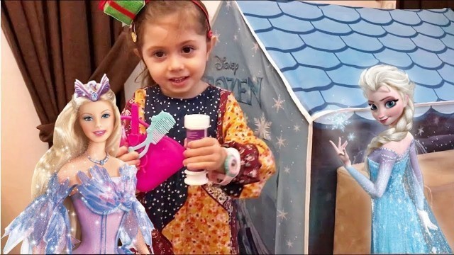 'Barbie ve  Elsa nın evine misafir olduk , Çocuk Oyunu'