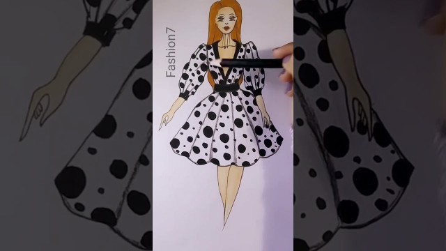 'Fashion Sketch For Beginners || Polka Dots Dress Illustration || Fashion7'