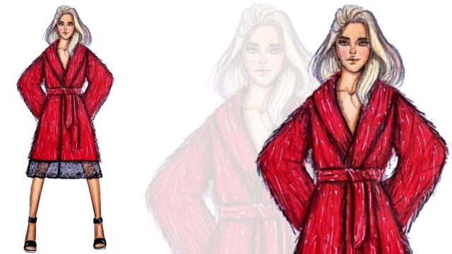 'Fashion Illustration: how to draw a red coat'