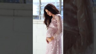 'Bohemian Maternity Photoshoot Dress - Kimono Wrap in Musk'