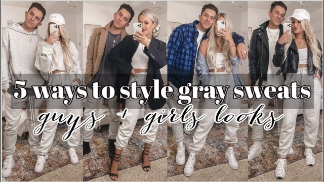 '5 WAYS TO STYLE GRAY SWEATPANTS (for guys AND girls) | edgy, trendy looks ♡'